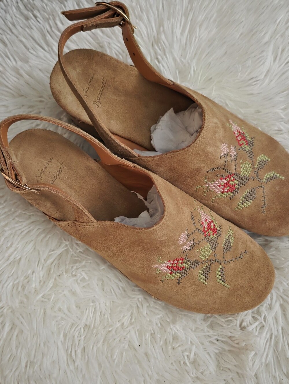 Sezane x Baziszt Doreen Mules in Beige Embroidery size 39 - Picture 6 of 14